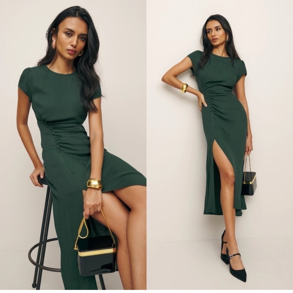 Reformation Frasier Dress in Forest